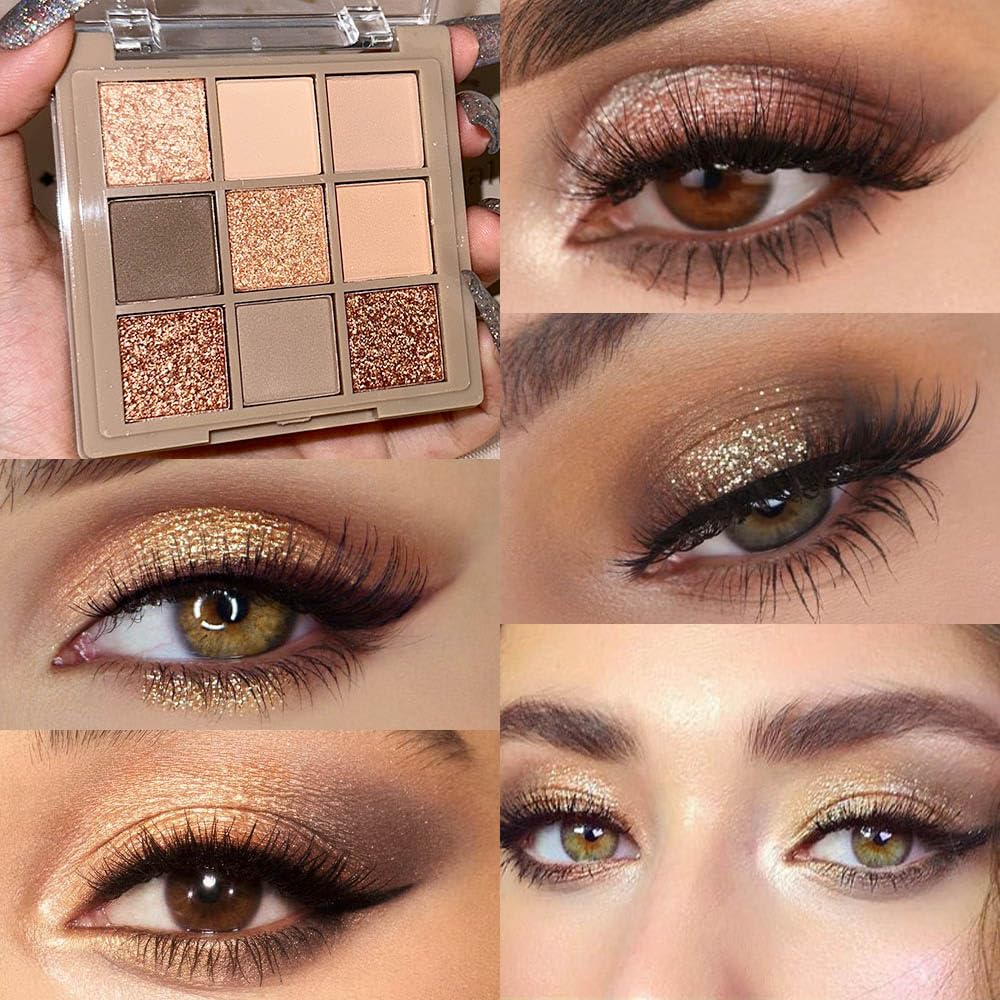 9 Colors Gold Matte Shimmer Vegan Eyeshadow Palette M7513