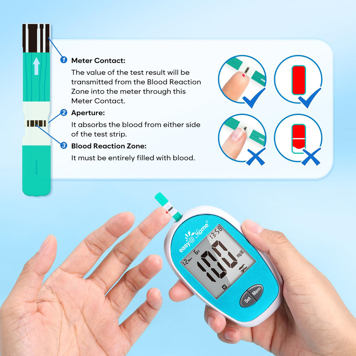 Wireless Glucose Monitor Kit, 100-Strip Blood Sugar Testing Kit O859