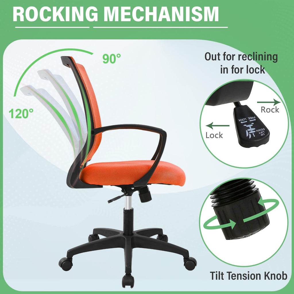 Orange Ergonomic Office Desk Chair with Armrest Z63942