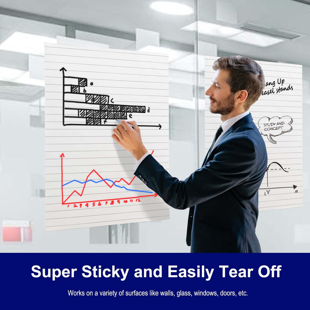 Lined Sticky Easel Pad, 25 x 30 In Flip Chart, 30 Sheets/Pad, 10 Pads B71157