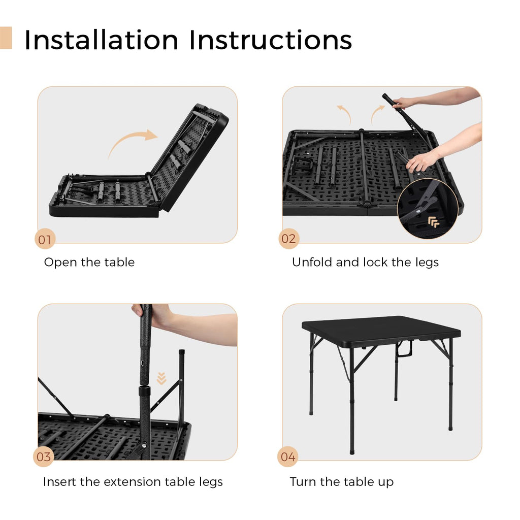 34" Black Folding Card Table A41523