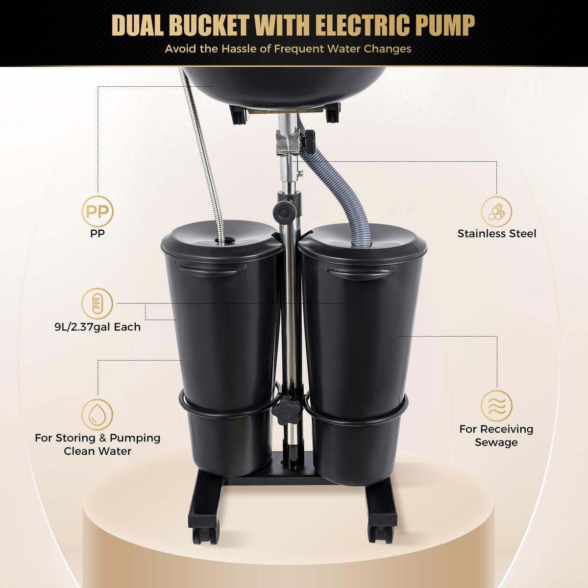 Portable Plastic Shampoo Unit with Electric Pump C186127