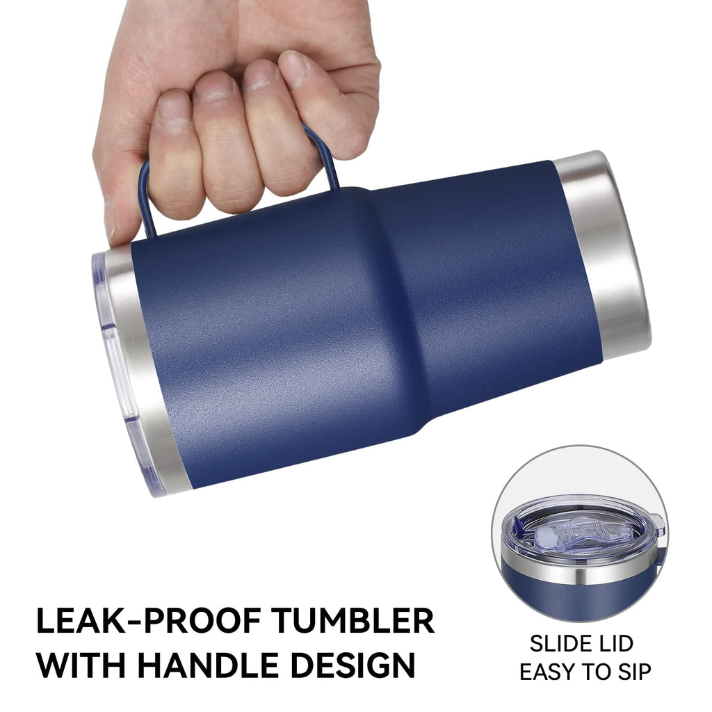 20 oz Stainless Steel Insulated Tumbler with Handle Lid and Straw R174904