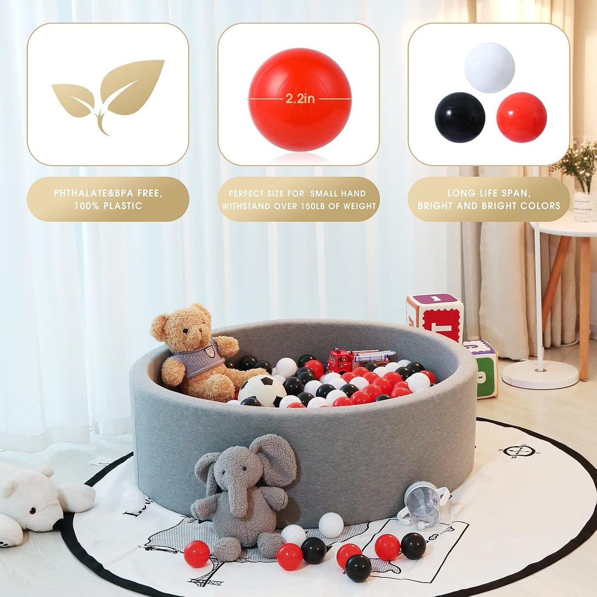 Plastic Balls for Ball Pit 50 100 200 pcs 2.2" Set V768