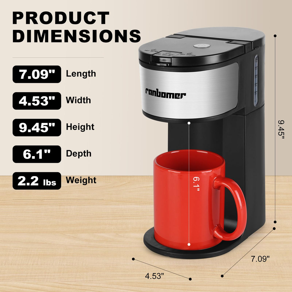 K Cup Single Serve Coffee Maker 2 in 1 R140