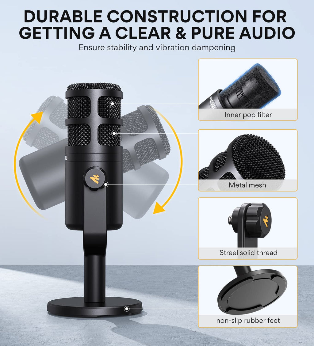 XLR Podcast Microphone, Cardioid Dynamic Metal Desk Mic C85114