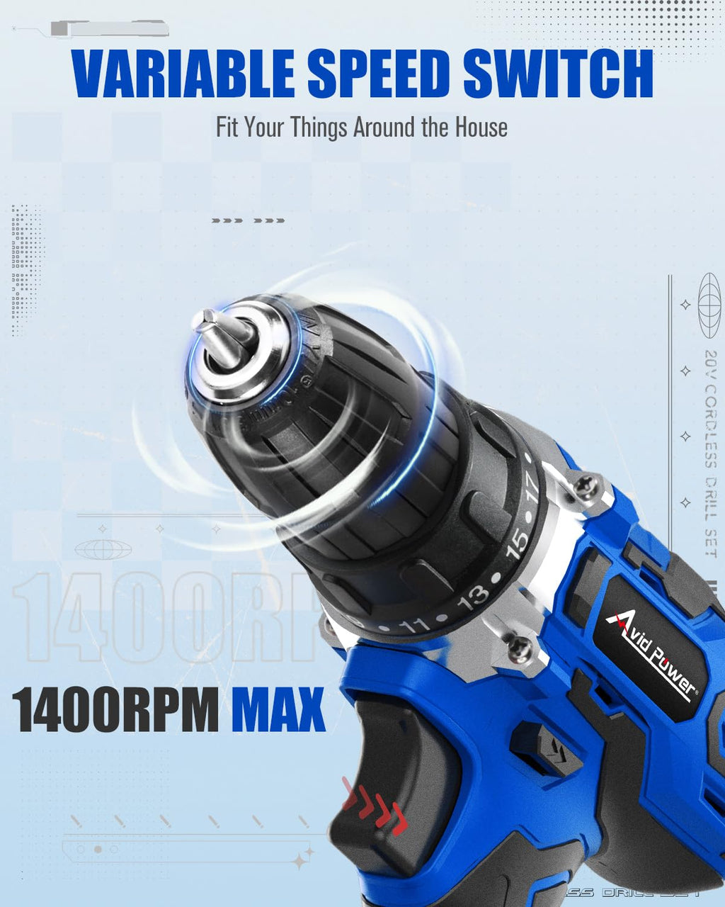 20V Cordless Drill Set with Battery and Charger X1530