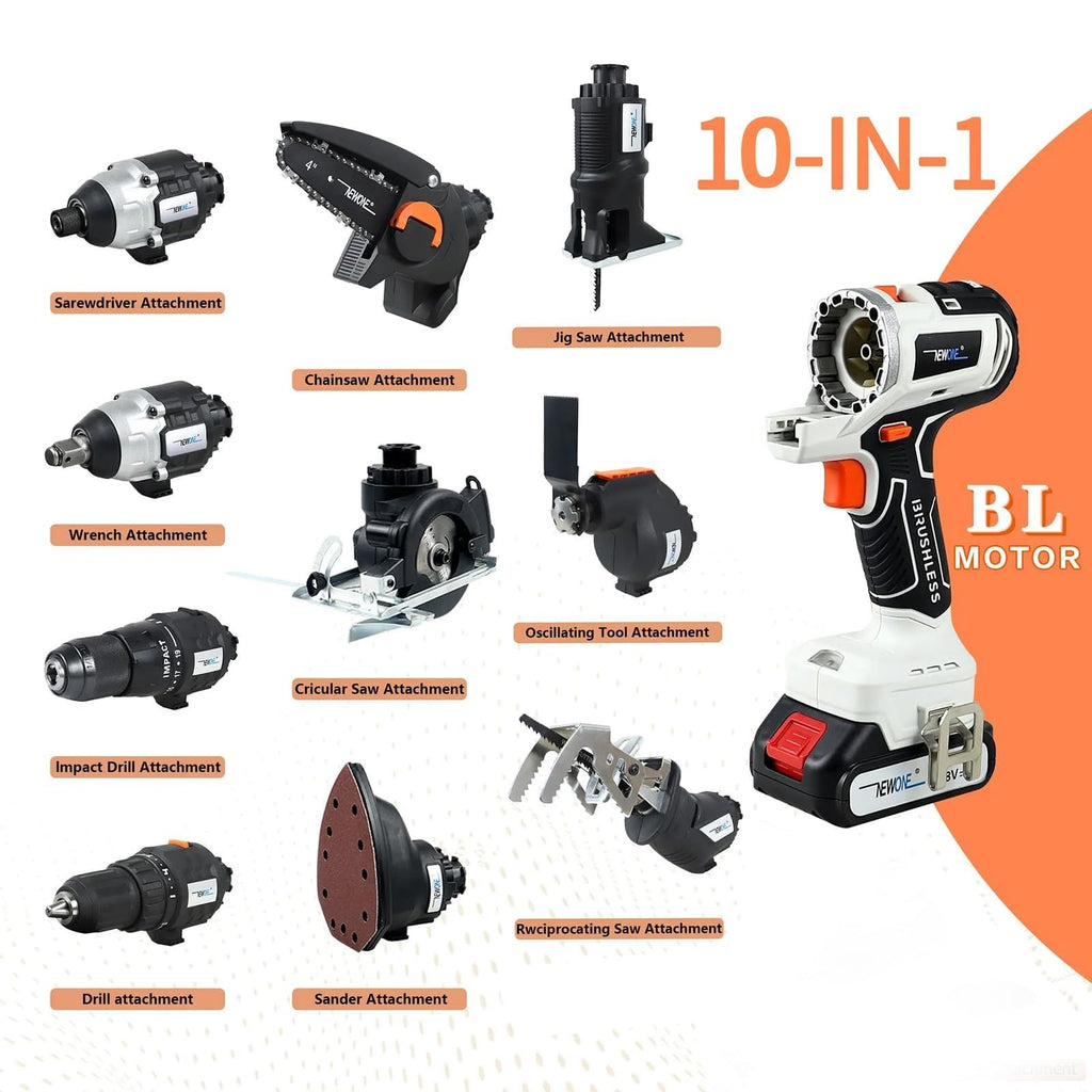Cordless Brushless Power Tool Combo Kit 10 in 1 X34817