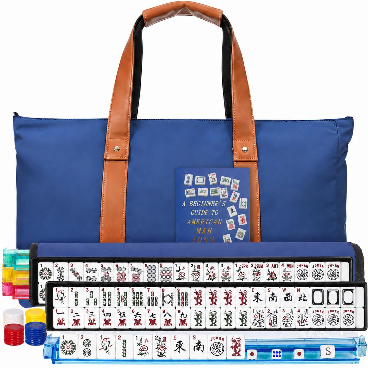 Mahjong Game Set with Racks, 166 Tiles & Bag Z4027