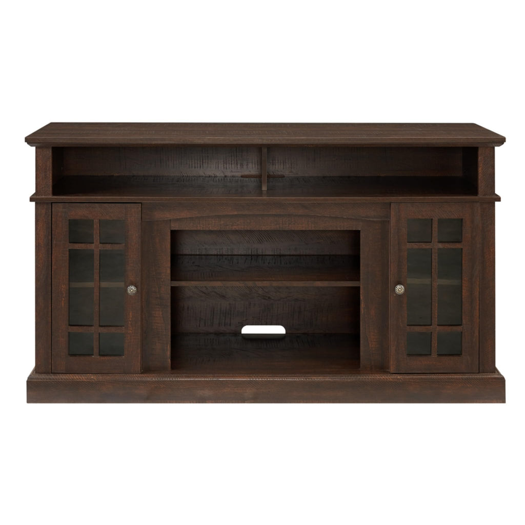 Espresso TV Stand with Glass Door and Open Shelves G85905