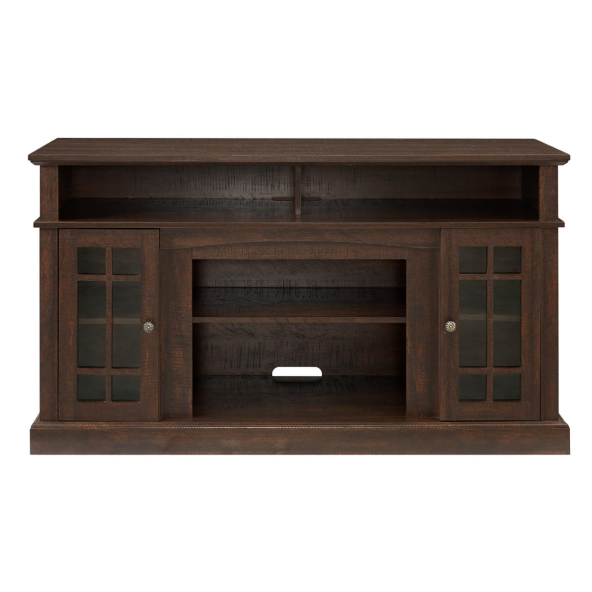 Espresso TV Stand with Glass Door and Open Shelves G85905