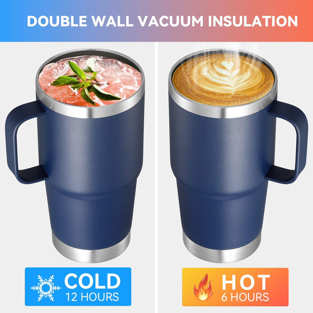 20 oz Stainless Steel Insulated Tumbler with Handle Lid and Straw R174904