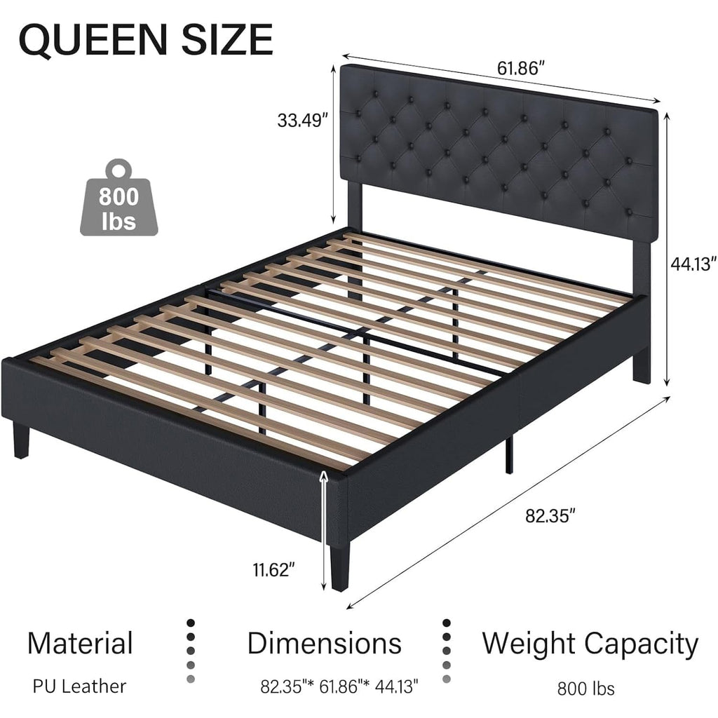 Queen Faux Leather Bed Frame with Headboard X333975