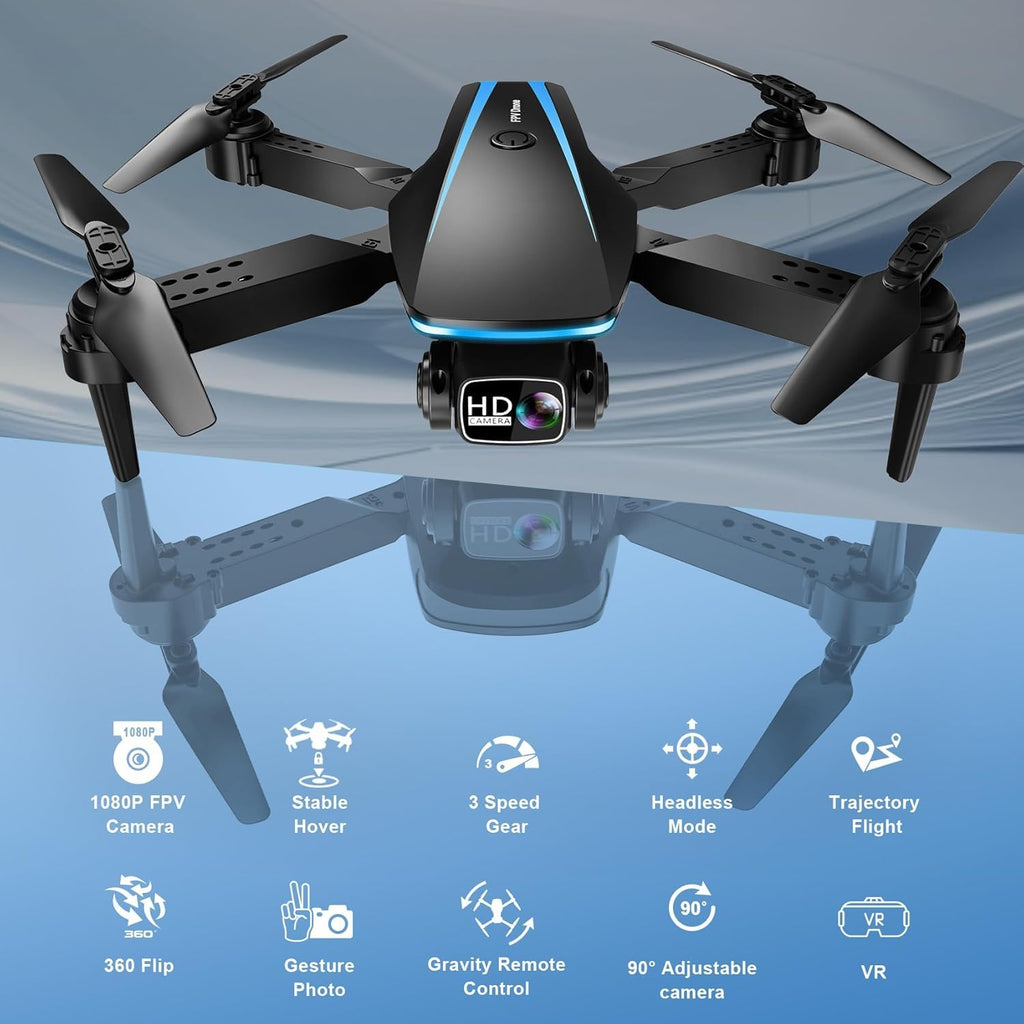 1080P HD Foldable Drone with Camera, 2 Batteries, Carrying Case G1476
