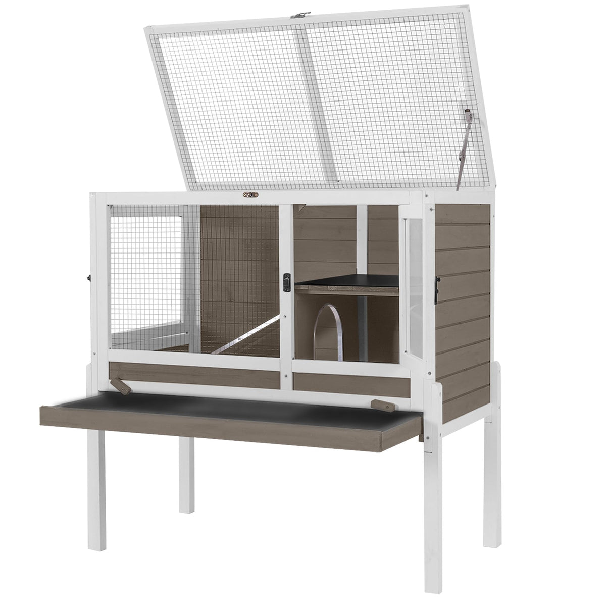 Brown Guinea Pig Cage with Sliding Tray and Ramp U34887