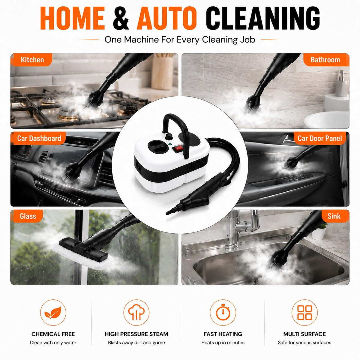 Handheld Steam Cleaner with 10-Piece Accessory Kit A275509