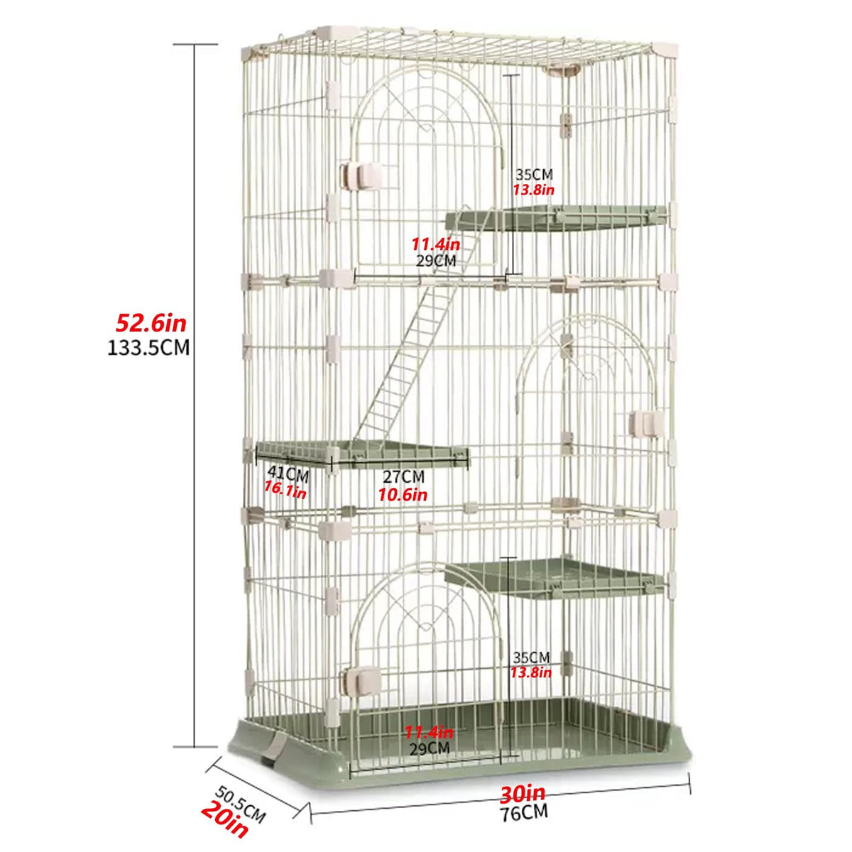 3/4-Tier Wire Cat Cage Playpen Kennel with Hammock L9892