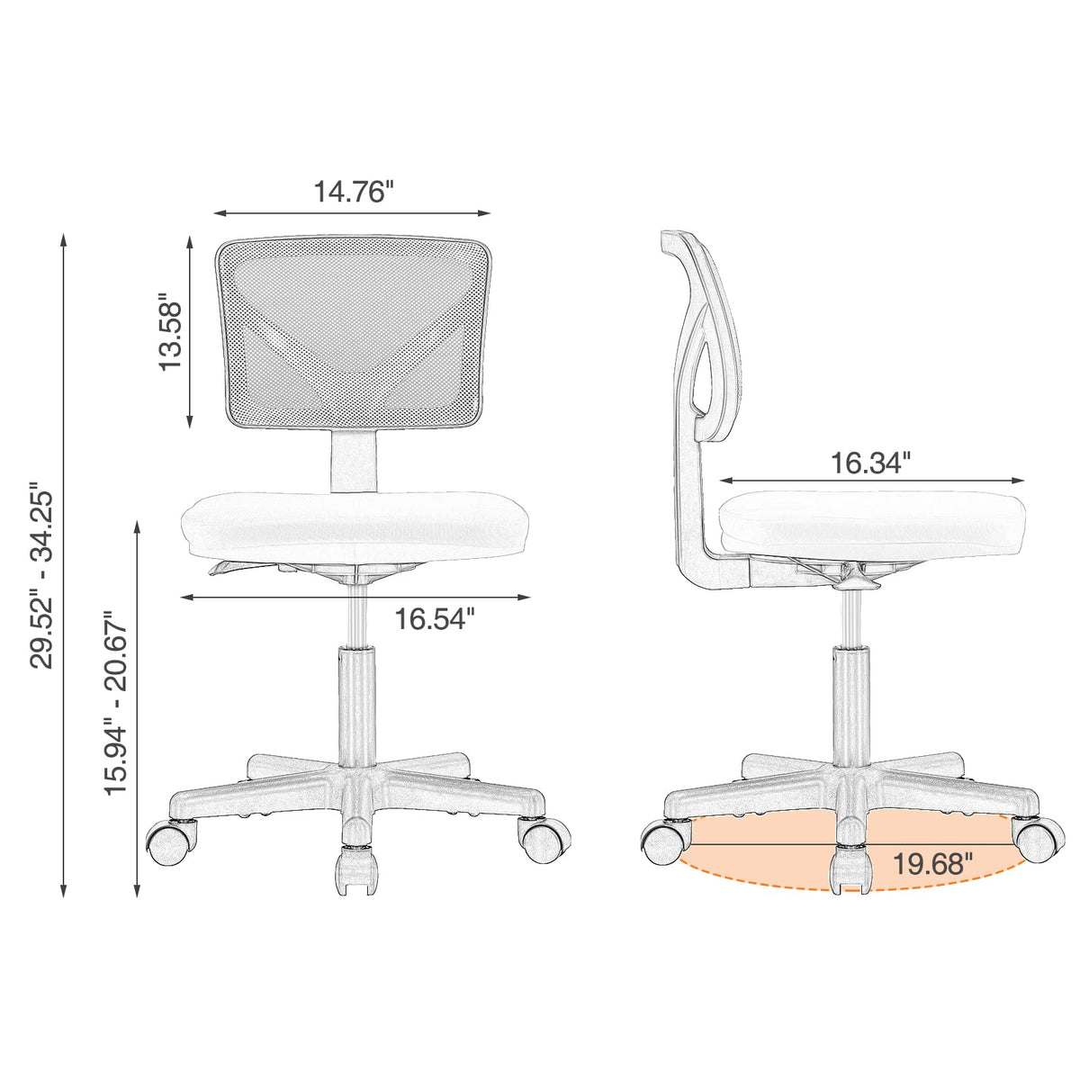 Armless Mesh Rolling Office Chair Z281646