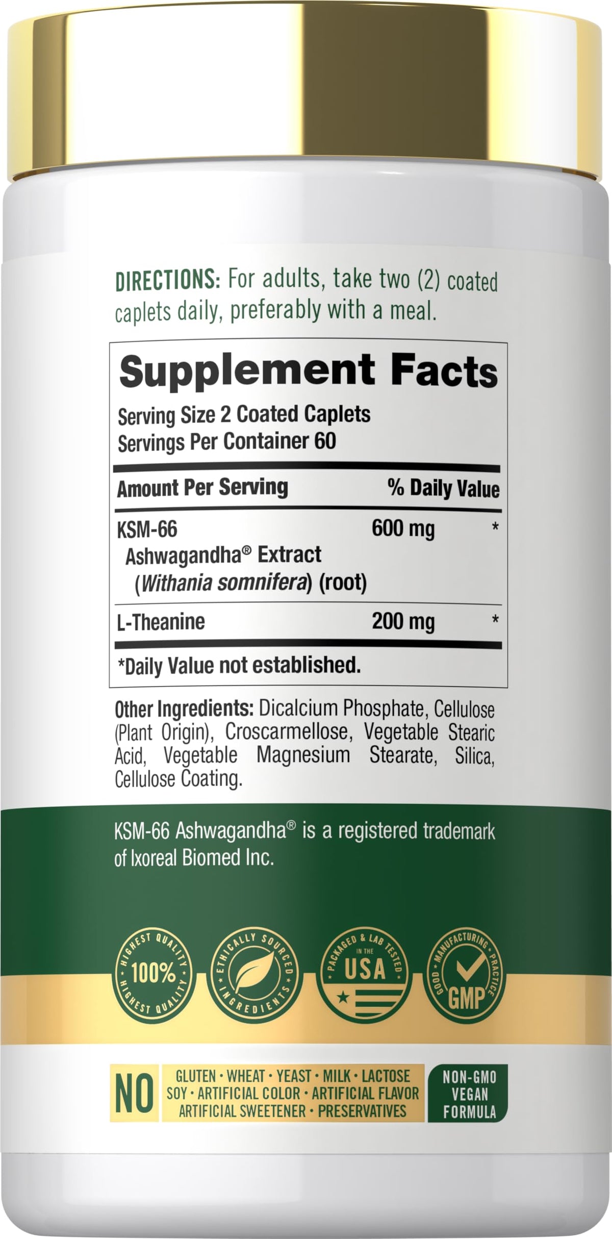 Ashwagandha Root Extract 600mg 120 Vegan Caplets Z905