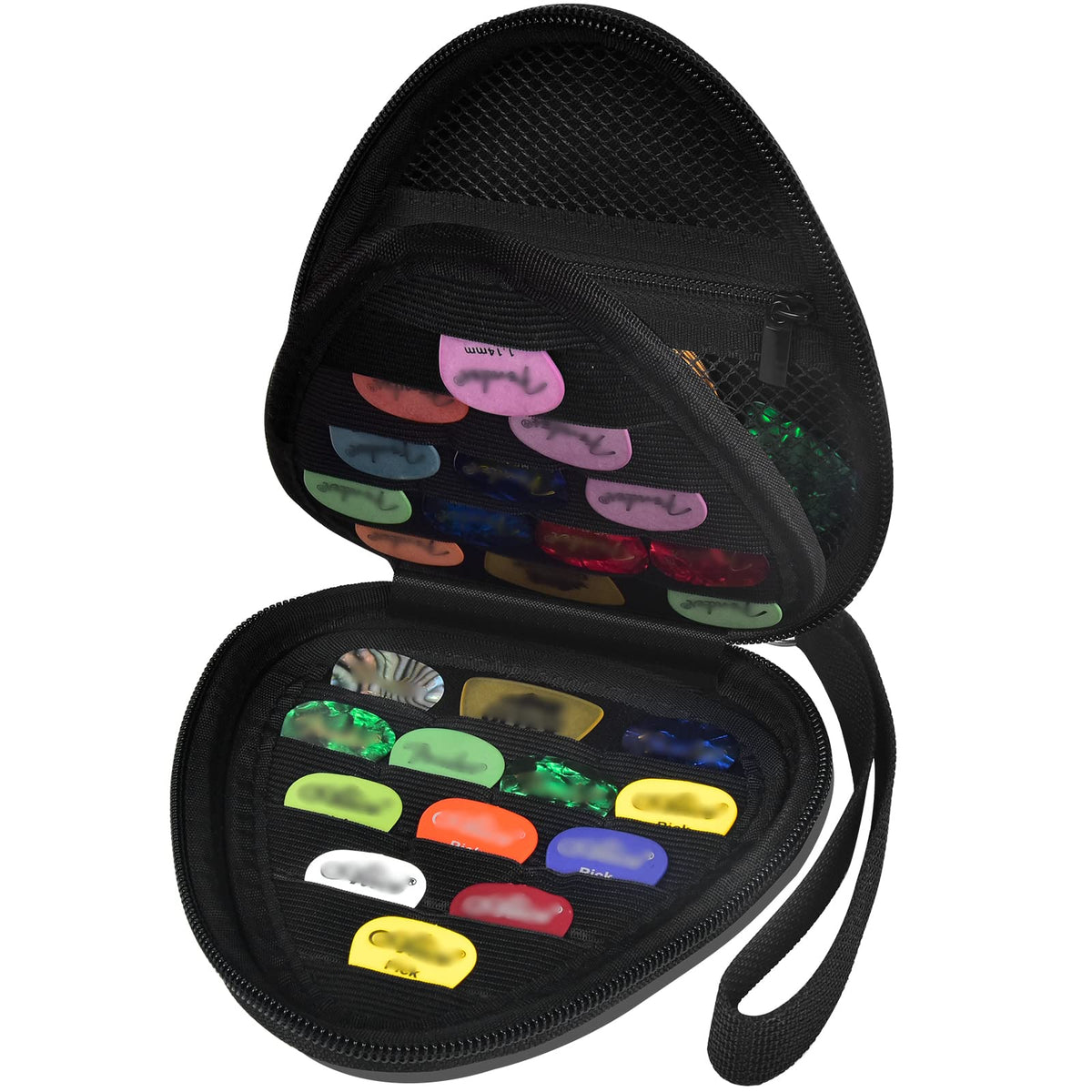 Black Guitar Pick Case with Mesh Pocket A3983