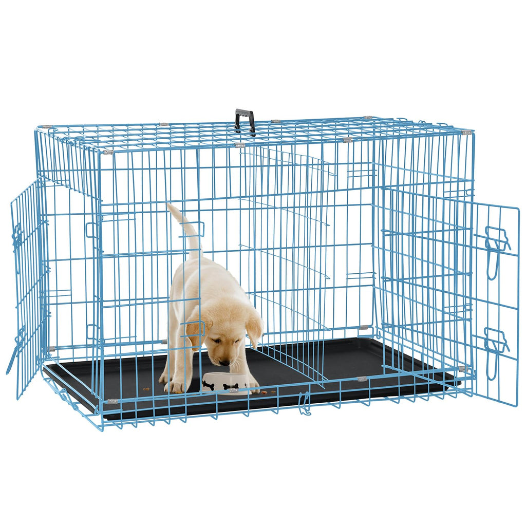 Folding Metal Dog Crate with Plastic Tray & Divider Q4221