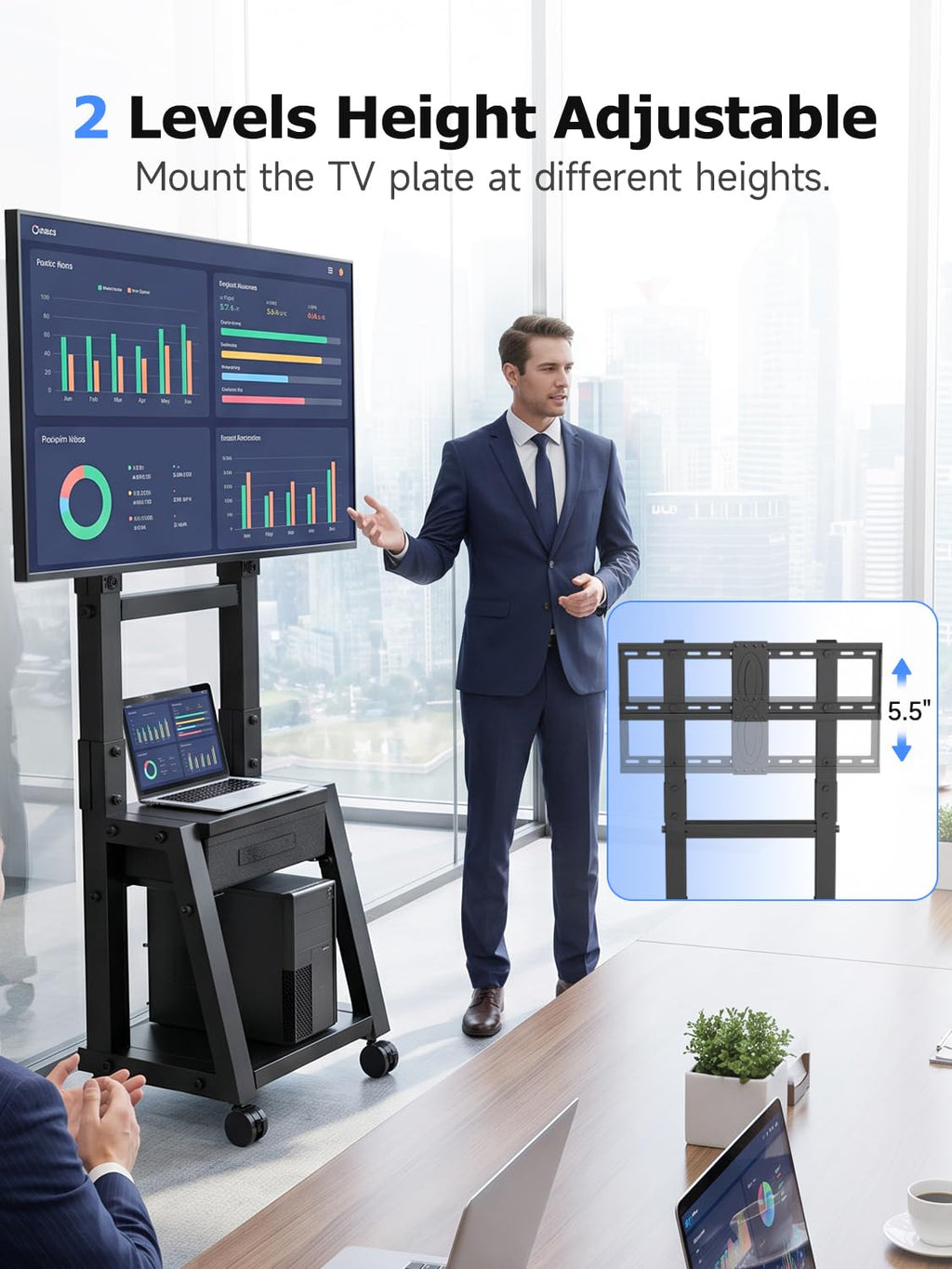 Mobile TV Cart with Storage Drawer for 32-75 inch TVs W221901