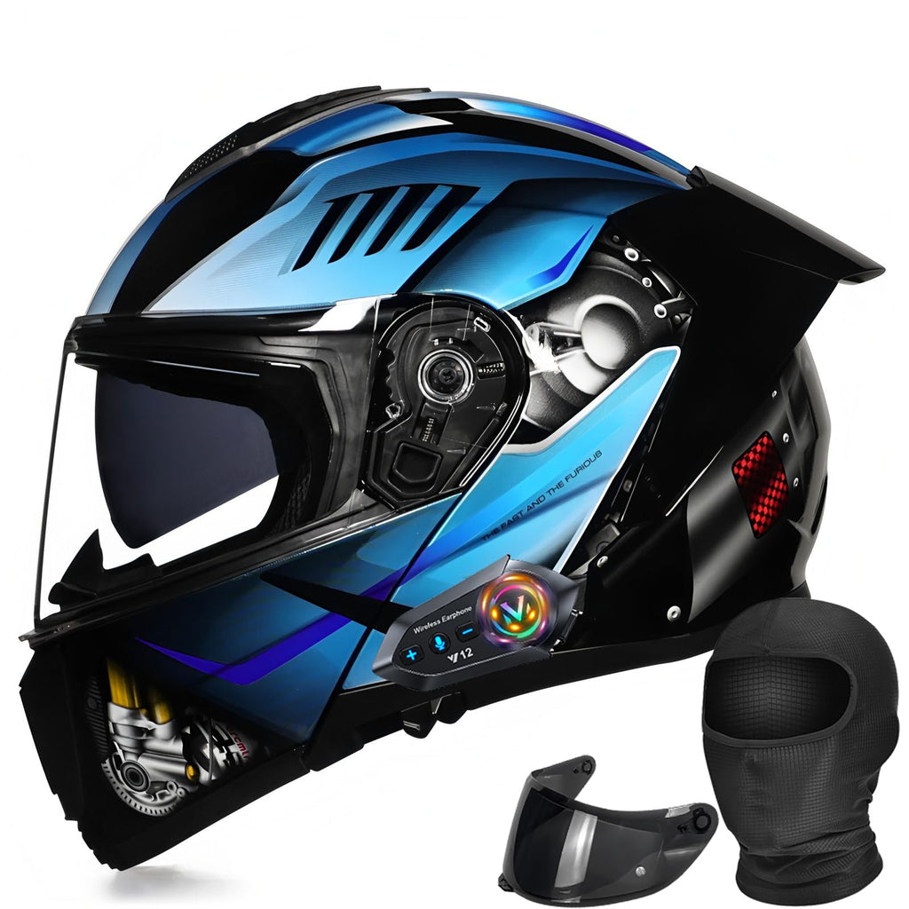 Flip-Up Full Face Motorcycle Helmet with Dual Visors G64487