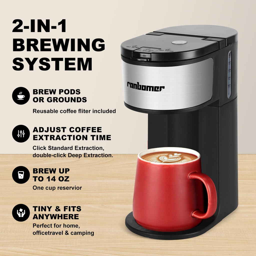 K Cup Single Serve Coffee Maker 2 in 1 R140