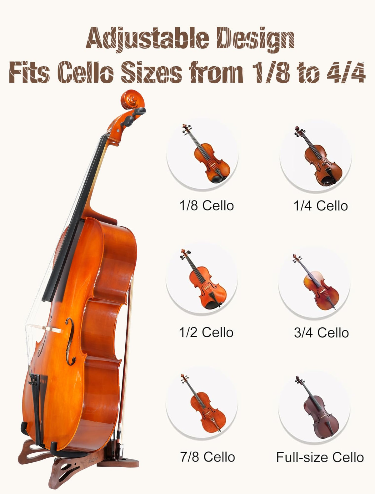 Walnut Cello Stand with Bow Holder U734989