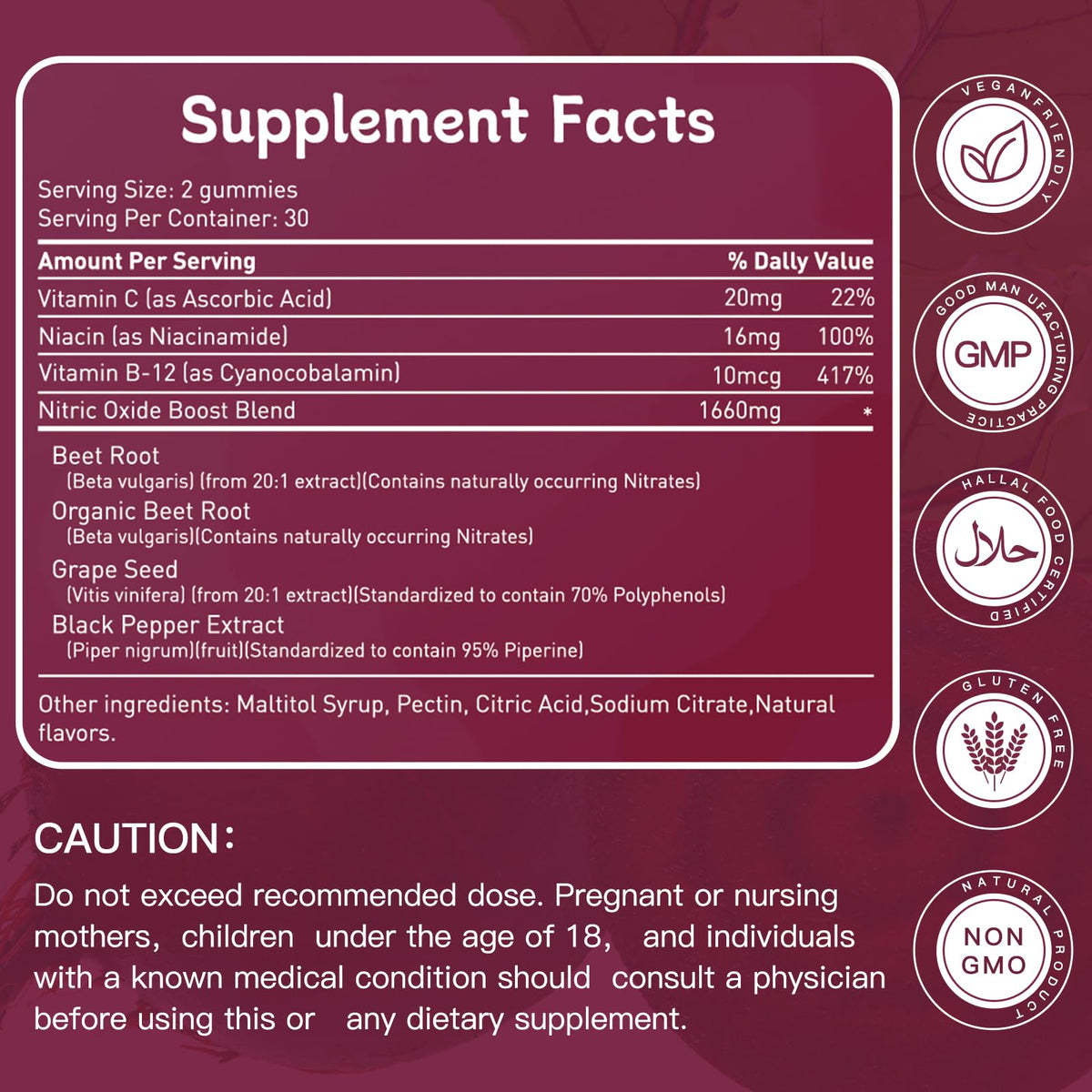 Beet Root Gummies Mixed Berry 60 Chews H2305