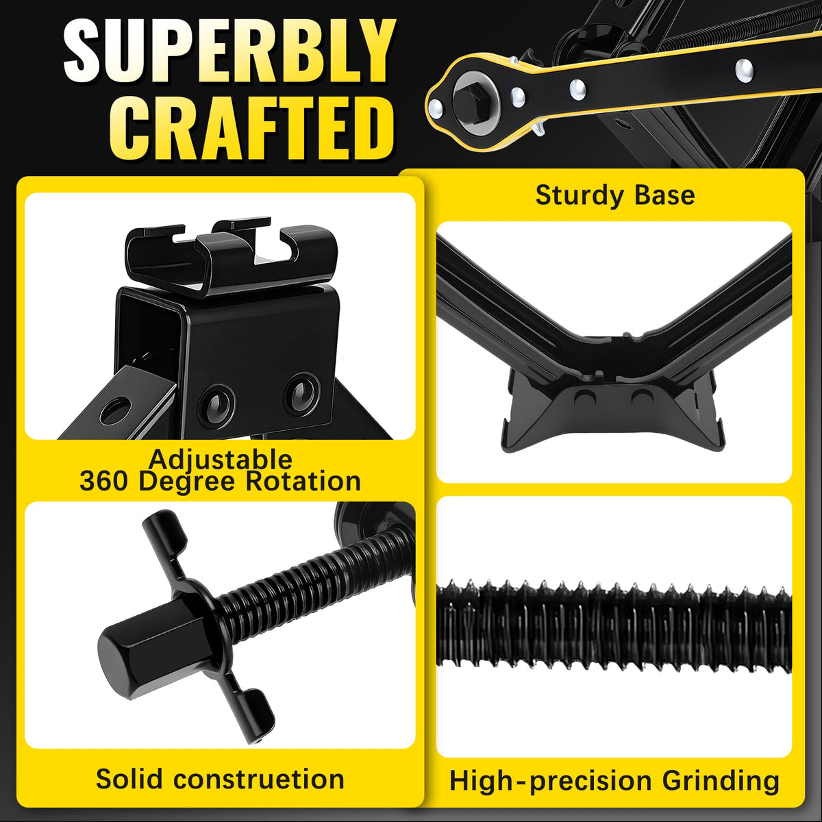 3 Ton Portable Scissor Car Jack with Wheel Wrench Y491205