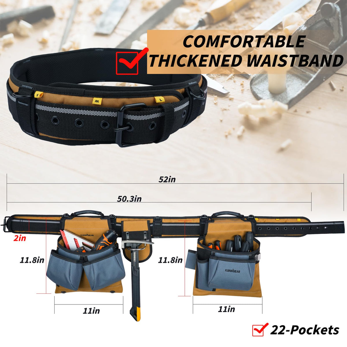 Khaki Carpenter Tool Belt with Suspenders E667753
