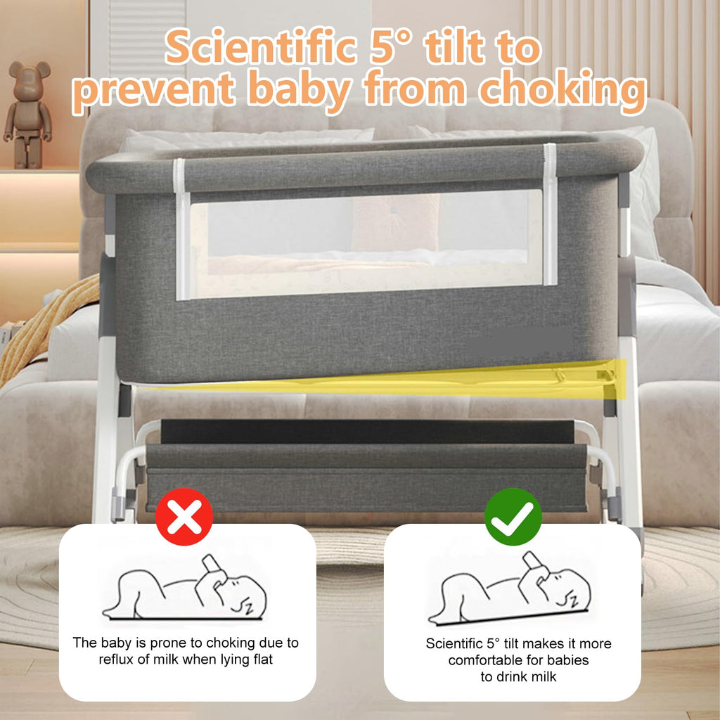 4 in 1 Baby Bassinet Bedside Sleeper with Wheels and Mattress F482