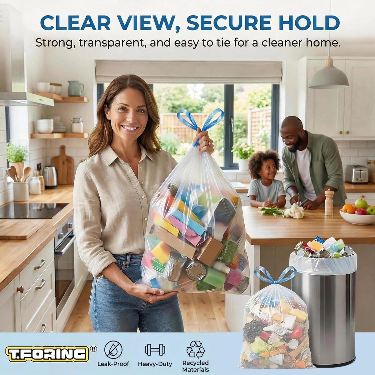 8 Gallon Drawstring Trash Bags 1.2 Mil Unscented 150 Count K91536