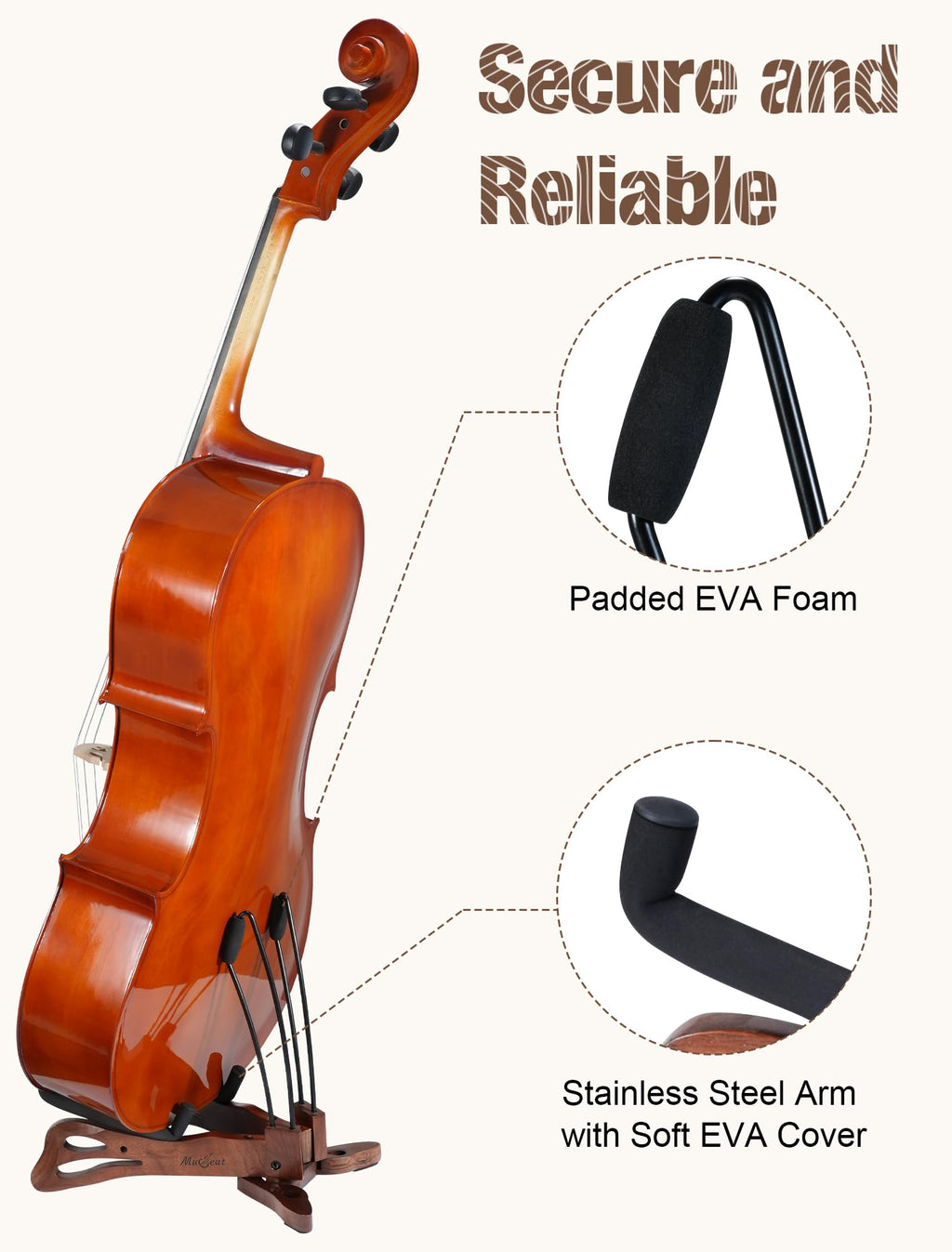 Walnut Cello Stand with Bow Holder U734989
