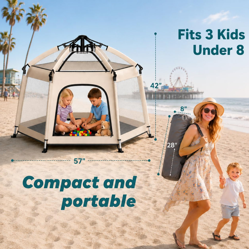Foldable Baby Playpen with Canopy B37504