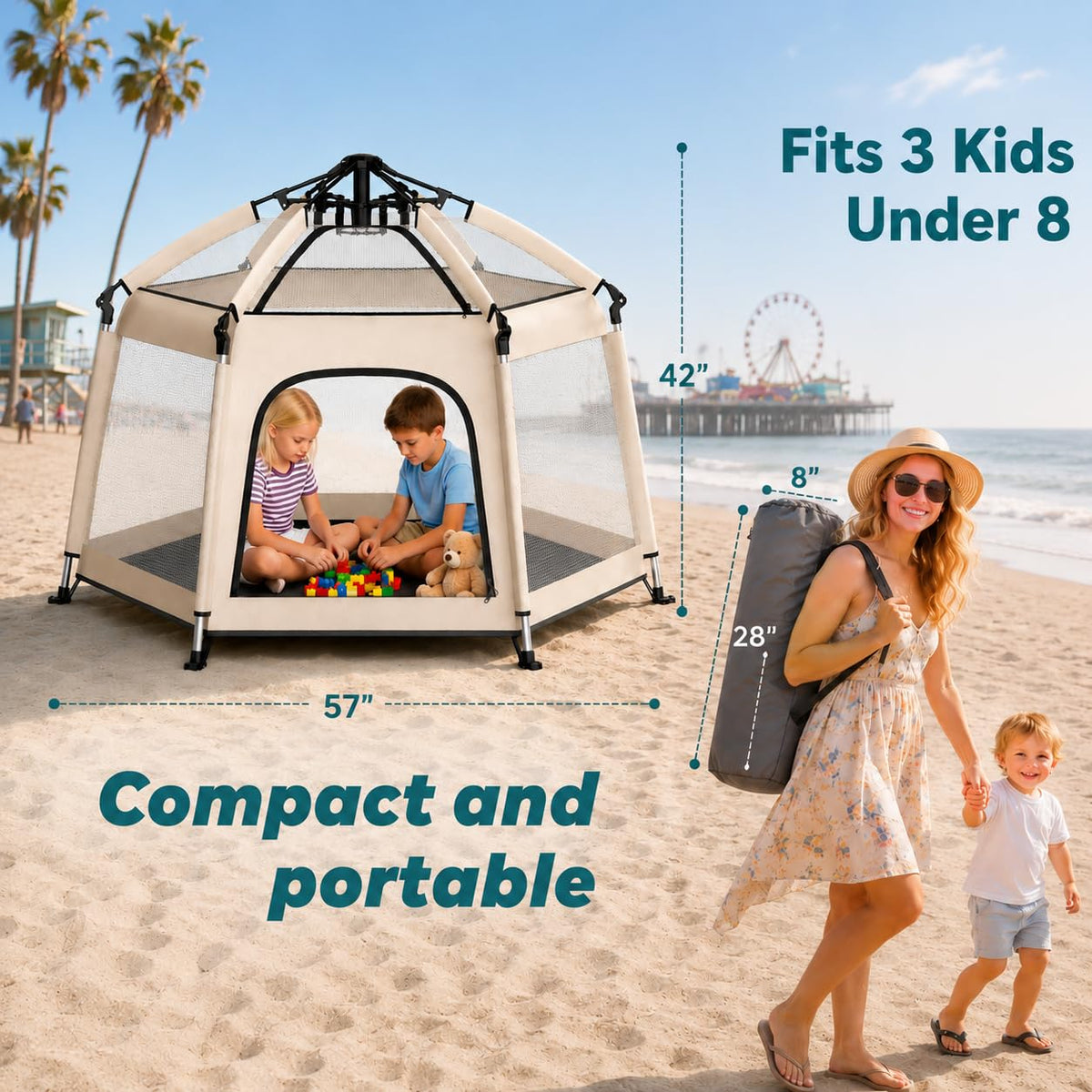 Foldable Baby Playpen with Canopy B37504