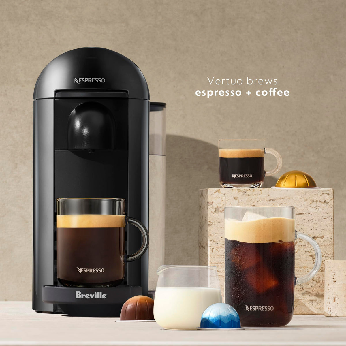 Ink Black Coffee and Espresso Maker with Milk Frother B519