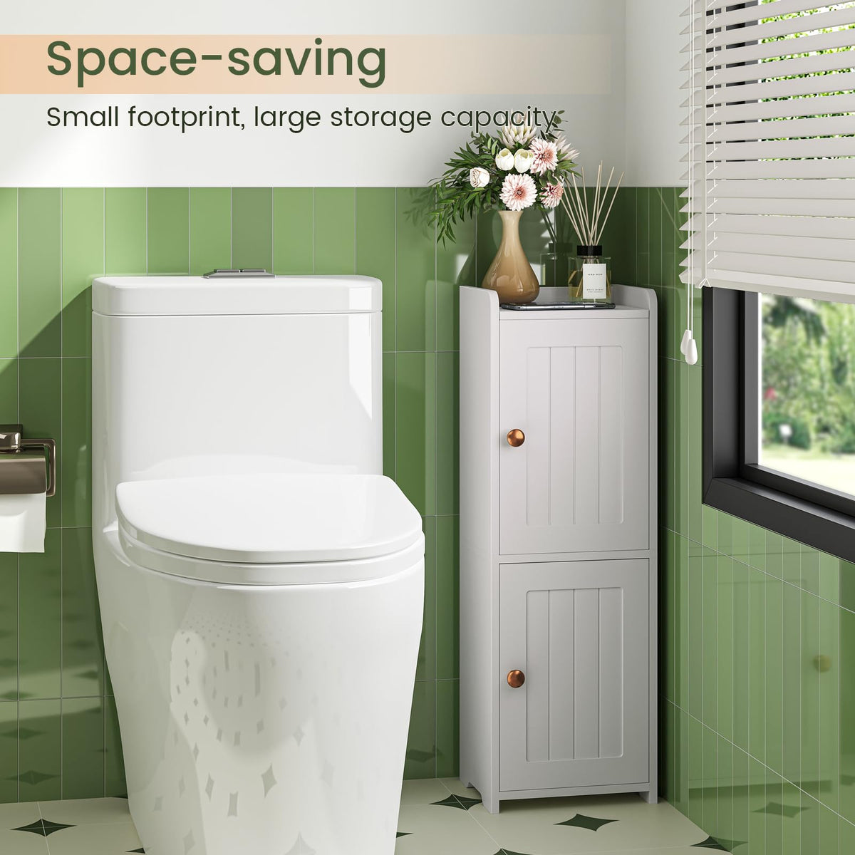 White Bathroom Storage Cabinet with 2 Doors T58000