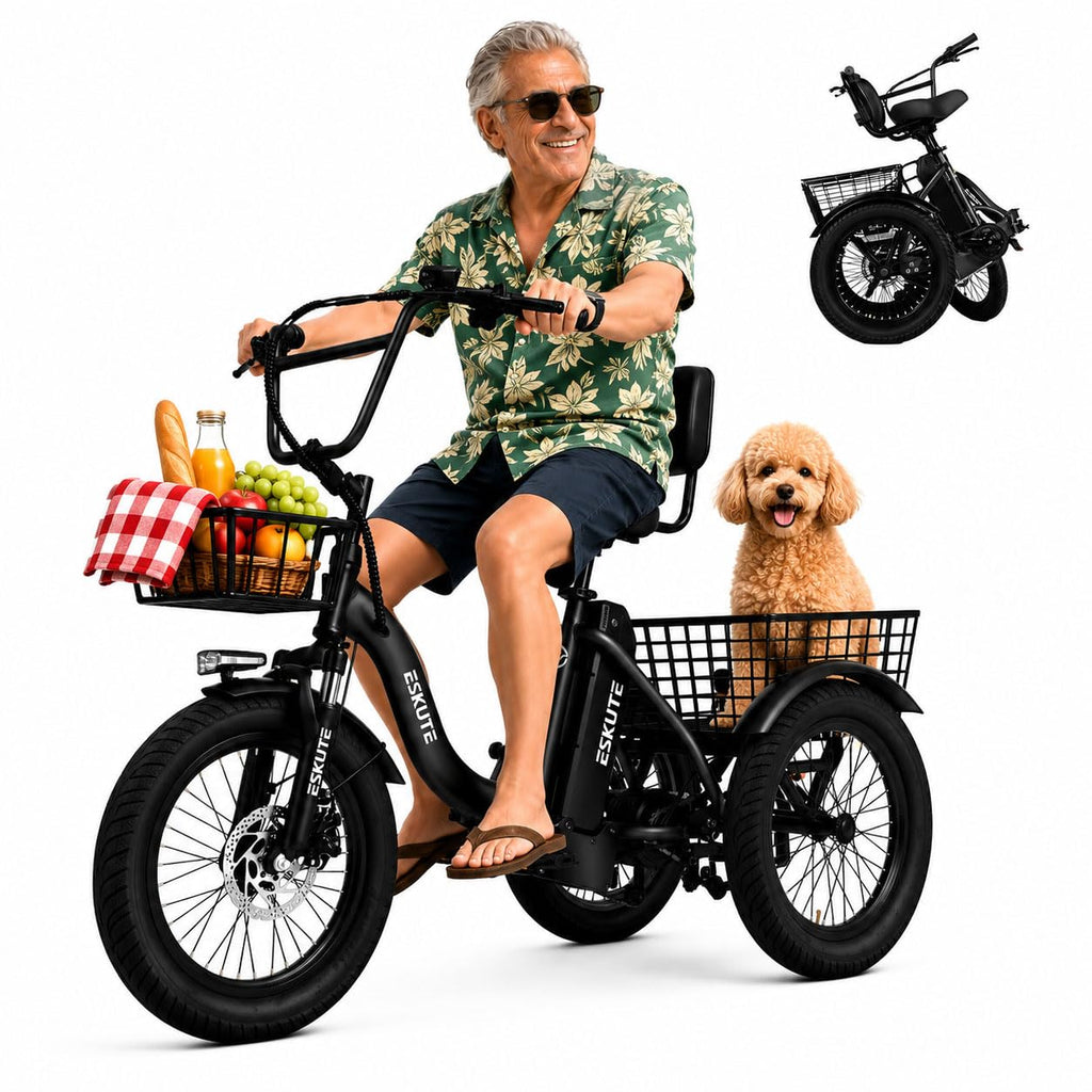 Electric Tricycle Bike 1200W Folding 3 Wheel Bicycle M46262