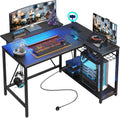 42-Inch L-Shaped Computer Desk with Charging & LED, Black X7895