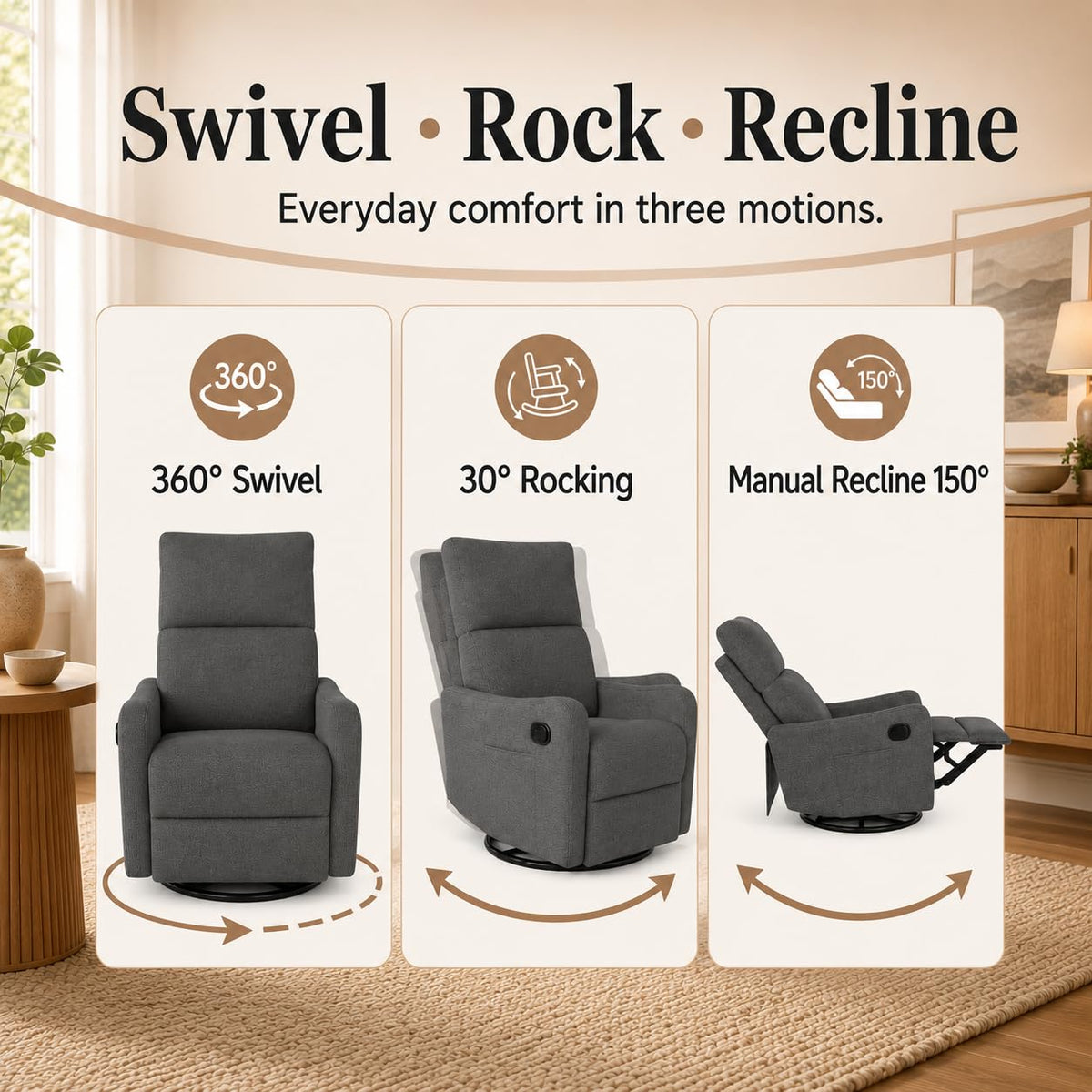 Swivel Rocker Recliner Chair J315602