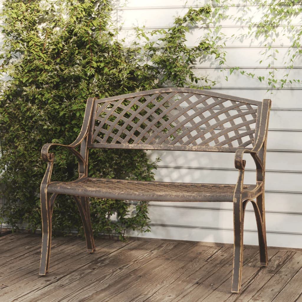 Cast Iron Metal Garden Bench with Antique Bronze Finish R4317