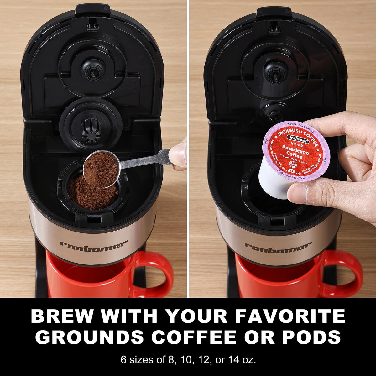 K Cup Single Serve Coffee Maker 2 in 1 R140