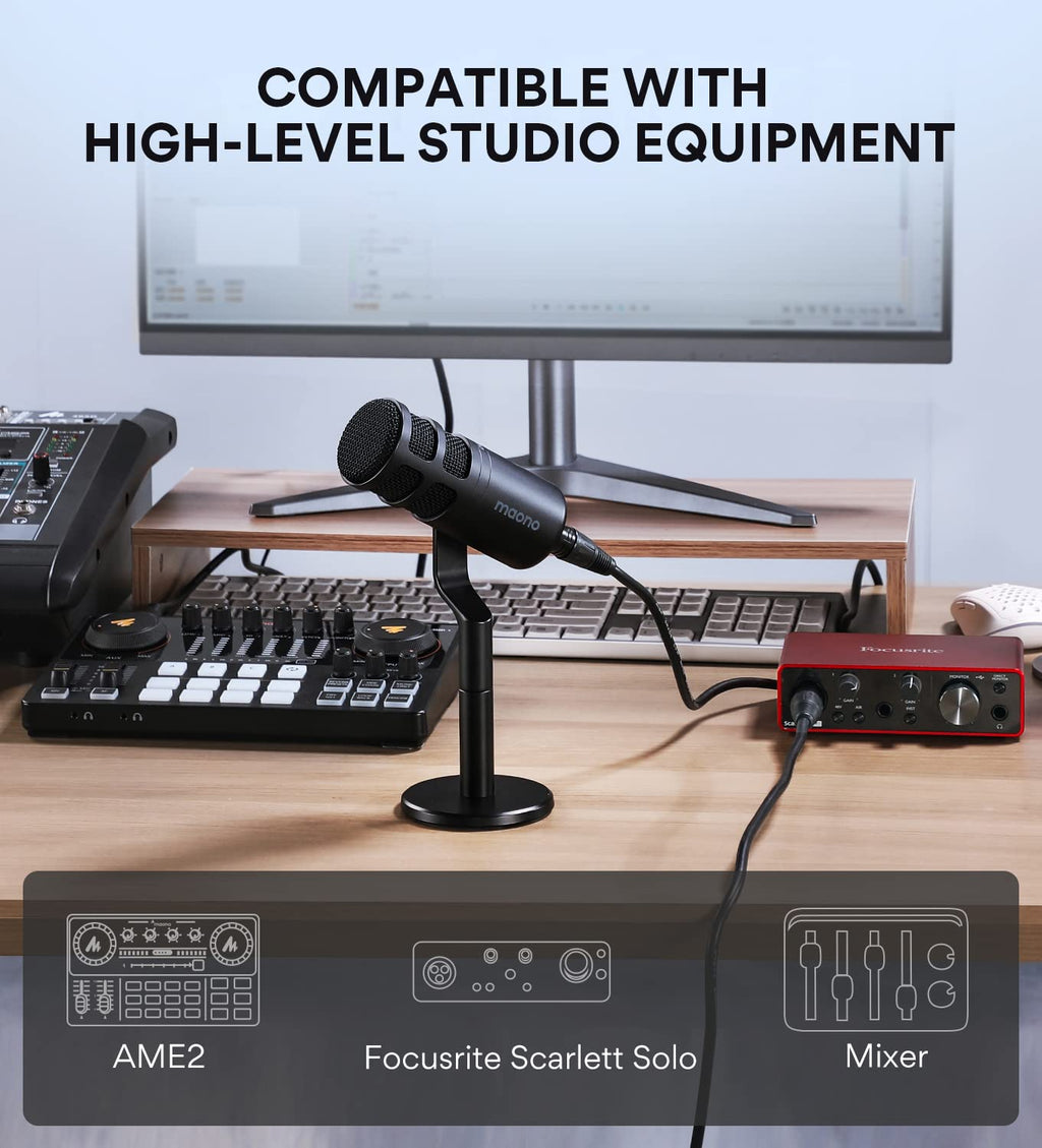 XLR Podcast Microphone, Cardioid Dynamic Metal Desk Mic C85114