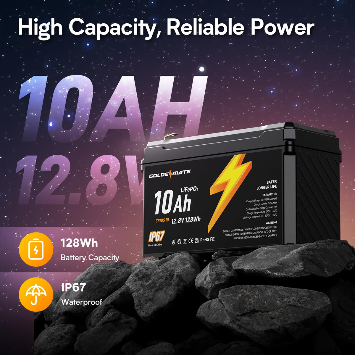 12V 10Ah Lithium LiFePO4 Battery 2 Packs D517073