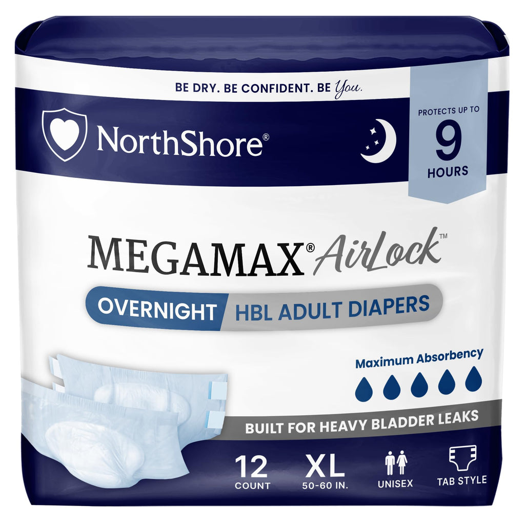 White XL Adult Diapers with Tabs 12 Count J54685