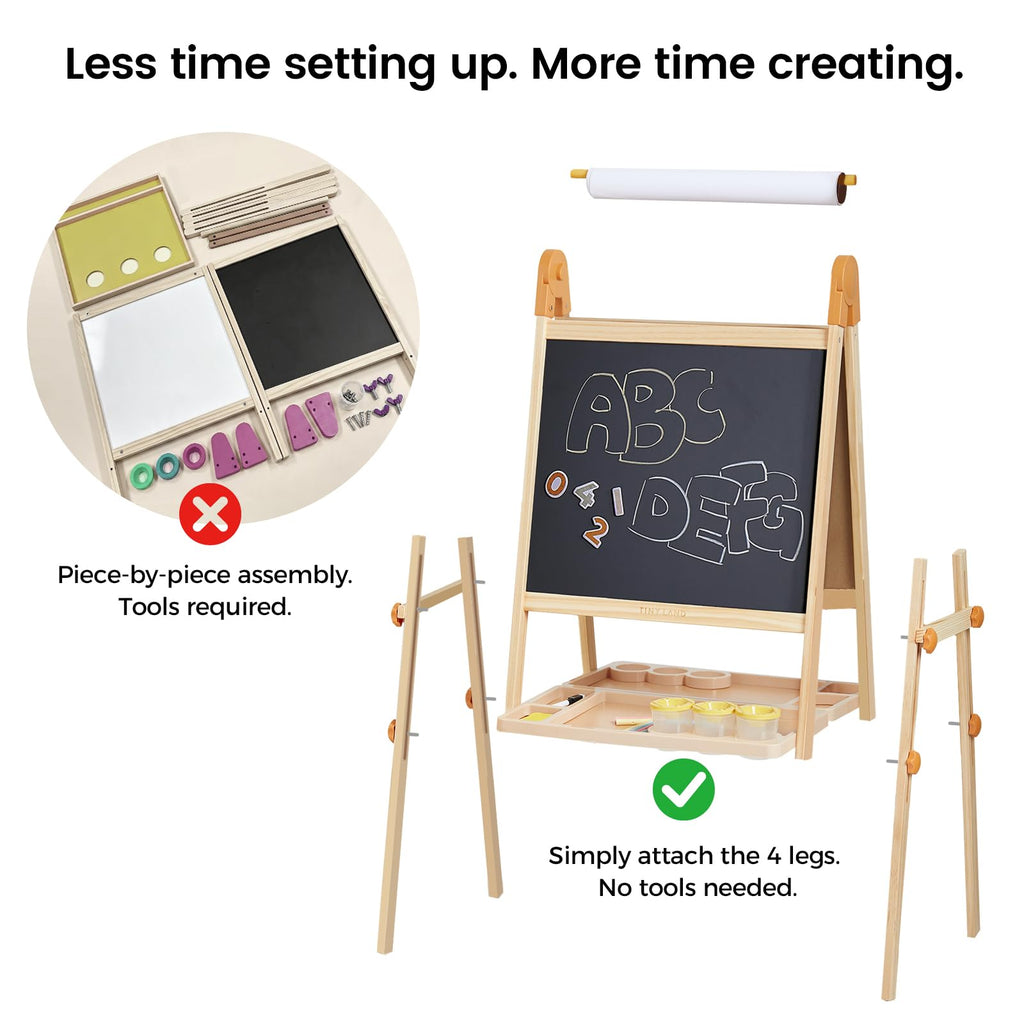 Foldable Wooden Art Easel with Chalkboard & Whiteboard R6178