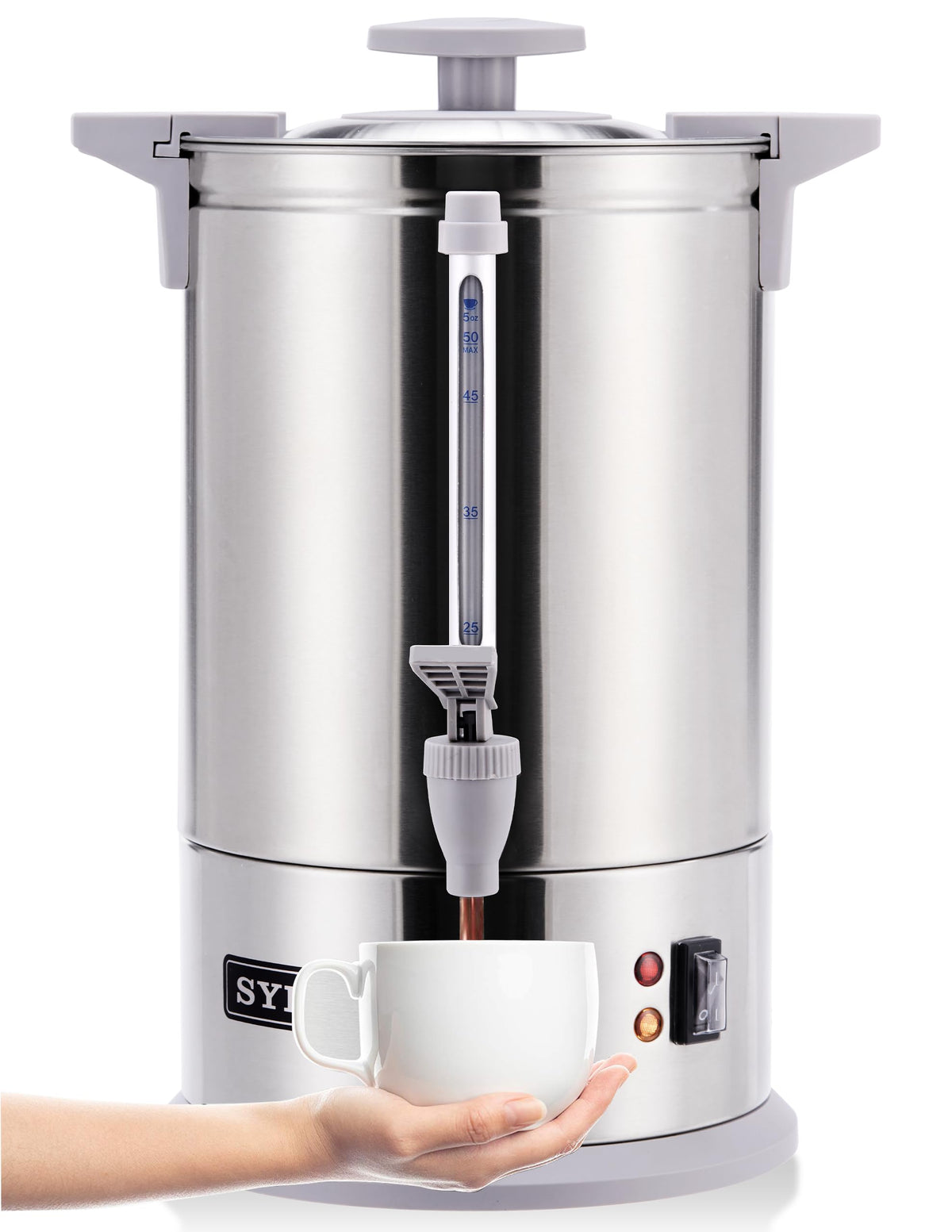 Stainless Steel Percolate Coffee Maker Hot Water Urn 50-Cup 8 L Q95423