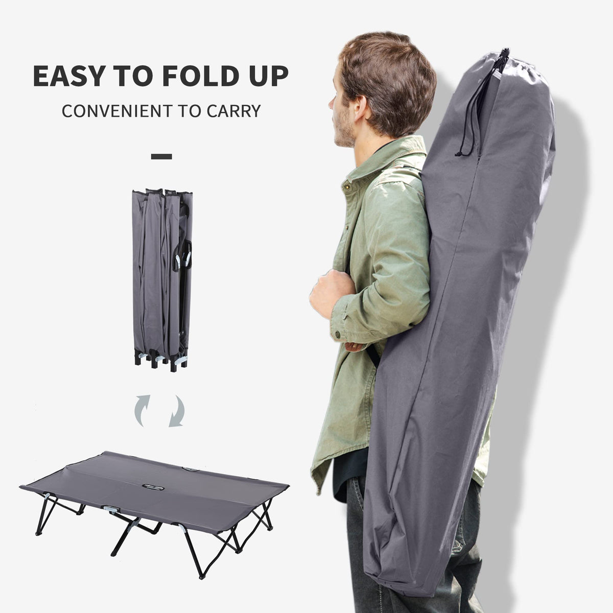 2 Person Folding Camping Cot with Carry Bag O23748